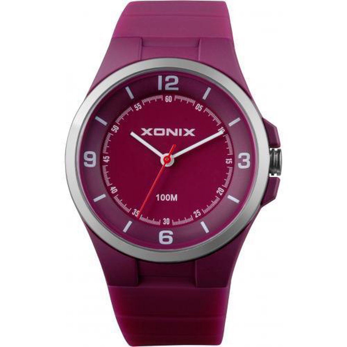 Xonix AAP-005 - Horloge - Dames Heren - Analoog - Siliconen - Rood