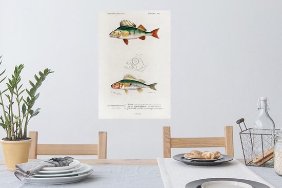 Stickers muraux - Poisson - Vintage - Réalisme - 40x60 cm - Feuille adhésive