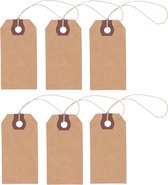 36x Cadeaulabels kraftpapier/karton 9 cm - Cadeau tags/etiketten - Cadeau versieringen/decoratie