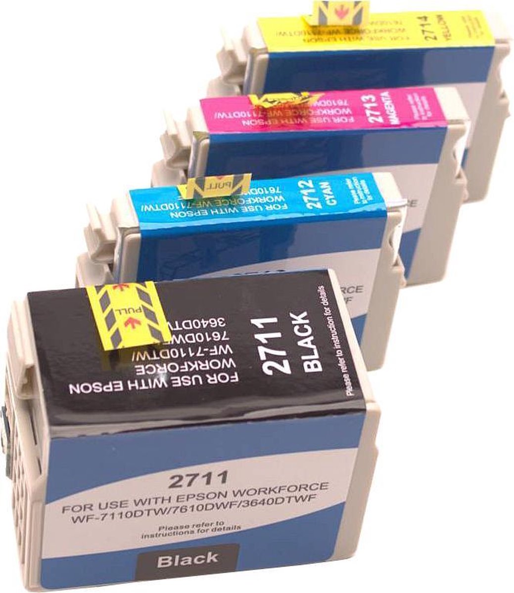 ABC huismerk Set 4x inkt cartridge geschikt voor Epson 27XL WF3620WF WF3620DWF WF3640DTWF WF7110DTW WF7210DTW WF7610DWF WF7615DWF WF7620DTWF WF7710DWF