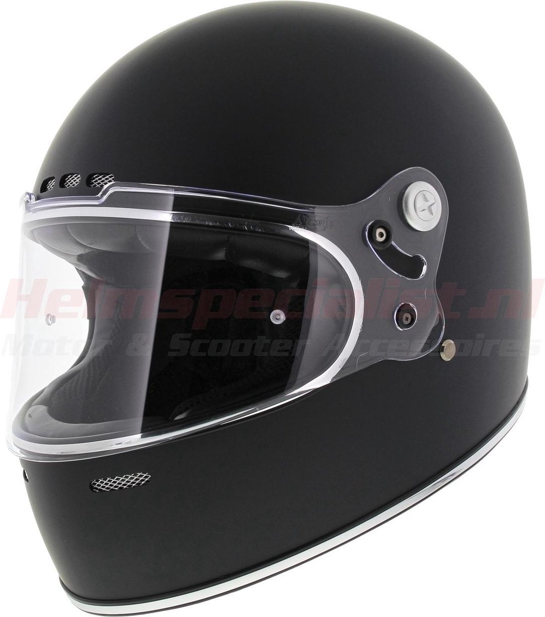 Vito Vintage helm mat zwart oldtimer motor brommerhelm L | bol.com