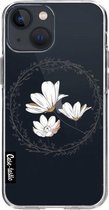 Casetastic Apple iPhone 13 mini Hoesje - Softcover Hoesje met Design - Line Art Flower Print