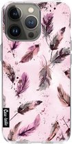 Casetastic Apple iPhone 13 Pro Hoesje - Softcover Hoesje met Design - Feathers Pink Print