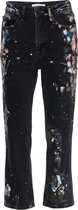 Zoe Karssen - Dames spijkerbroek -  denim jeans straight-up slim met verfspatten  - zwart gewassen - 32