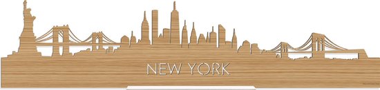 Standing Skyline New York Bamboe hout - 60 cm - Woondecoratie design - Decoratie om neer te zetten en om op te hangen - Meer steden beschikbaar - Cadeau voor hem - Cadeau voor haar - Jubileum - Verjaardag - Housewarming - Interieur - WoodWideCities