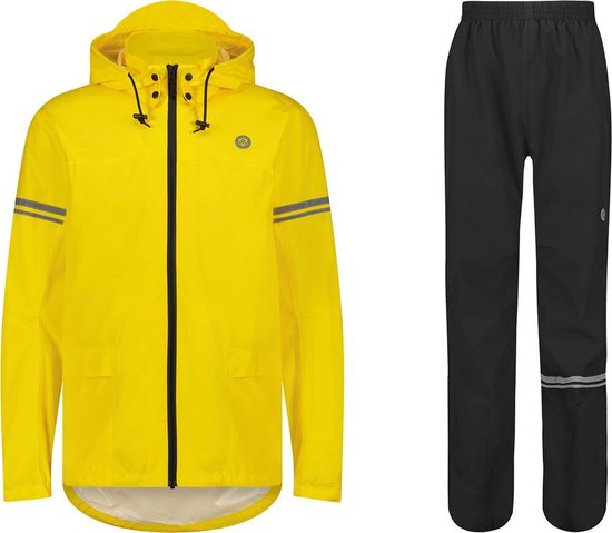 AGU Original Regenpak Essential - Geel/Zwart - S - Dames & Heren - Waterdicht & Ademend