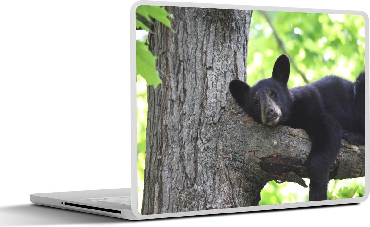 Afbeelding van product SleevesAndCases  Laptop sticker - 13.3 inch - Beer - Boom - Slaap - Zwart