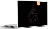 Laptop sticker - 15.6 inch - Vrouw - Hoed - Maan - Line art - 36x27,5cm - Laptopstickers - Laptop skin - Cover
