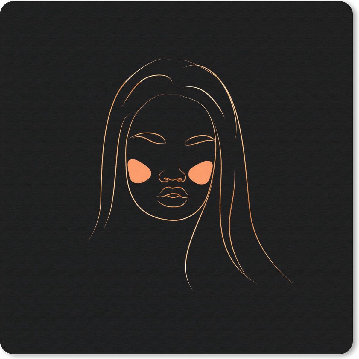 Muismat 20x20 cm - Mousepad Vrouw - Goud - Roze - Line art - Muismatten
