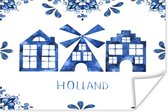Poster Delfts blauw - Windmolen - Huis - 30x20 cm