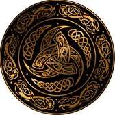 Celtic Tree - Wandcirkel Aluminium -  Drie Hoornen van Odin - rond 60cm - Zwart - Goud - Pagan - Heidens - Keltisch - Magisch - Muurcirkel - Wanddeco - Dibond