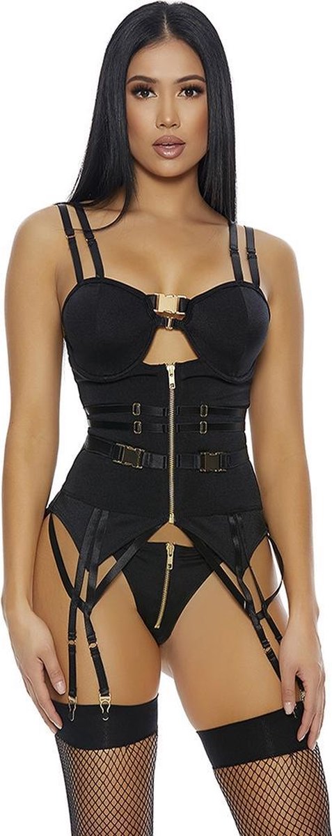 Goedkoopste Forplay On Your Buckle List - Bustier Set black Medium