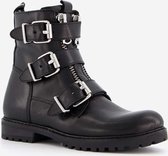 Groot leren meisjes biker boots - Zwart - Maat 37
