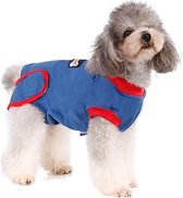 Honden Romper voor na de operatie Blauw/Rood Maat M -  Operatie shirt - Operatie romper