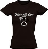 Chicks with dicks  Dames t-shirt | shemale | genderneutraal | gay | Zwart