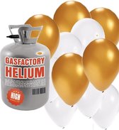 Helium tank met goud en witte ballonnen - Bruiloft - Heliumgas met ballonnen voor bruiloft