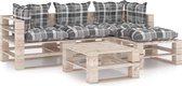 Medina 5-delige Loungeset met kussens pallet grenenhout