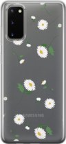 Samsung Galaxy S20 Telefoonhoesje - Transparant Siliconenhoesje - Flexibel - Met Bloemenprint - Madeliefjes