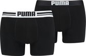 PUMA Placed Logo Boxershort - 2-pack - Zwart - Maat S