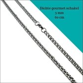 Aramat jewels ® - Ketting gourmet schakel staal 60cm 3mm zilverkleurig