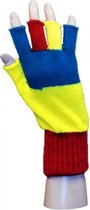 handschoenen vingerloos unisex geel/blauw/rood one size
