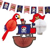 decoratieset Pirates jongens papier rood/wit 4-delig