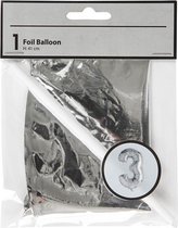 folieballon cijfer "3" 41 cm zilver