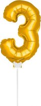 folieballon cijfer 3 junior 36 cm goud