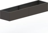 MySteel Gepoedercoat staal plantenbak Texas xxl 2400x600 Inclusief Bodemplaat - Kleur: RAL9005 (zwart) - Hoogte: 600mm