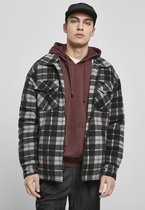 Urban Classics Jacket -M- Plaid Teddy Lined Shirt Zwart/Wit