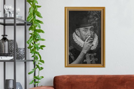 Canvas schilderij 60x90 cm - Wanddecoratie Kunst - Oude meesters - Lijst - Goud - Muurdecoratie woonkamer - Slaapkamer decoratie - Kamer accessoires - Schilderijen op canvas