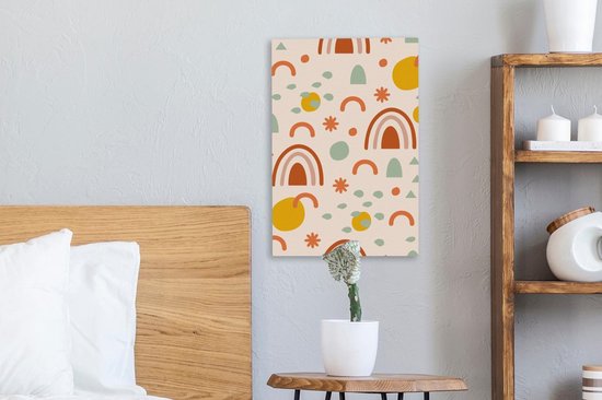 Canvas schilderij 20x30 cm - Wanddecoratie Regenboog - Patroon - Zomer - Muurdecoratie woonkamer - Slaapkamer decoratie - Kamer accessoires - Schilderijen op canvas