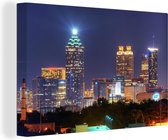 Canvas Schilderij Atlanta - Nacht - Stad - 90x60 cm - Wanddecoratie