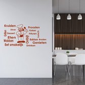 Muursticker Woorden Met Kok - Bruin - 120 x 63 cm - keuken alle