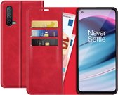 OnePlus Nord CE 5G Bookcase hoesje - Just in Case - Effen Rood - Kunstleer