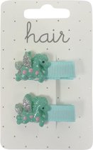 Haarspeldjes duckclip 4.0cm Pegasus met Glitter Vleugels - Turquoise - 2 stuks