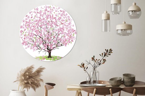 WallCircle - Peinture - Arbre Fleuri - Multicolore - 140 X 140 Cm