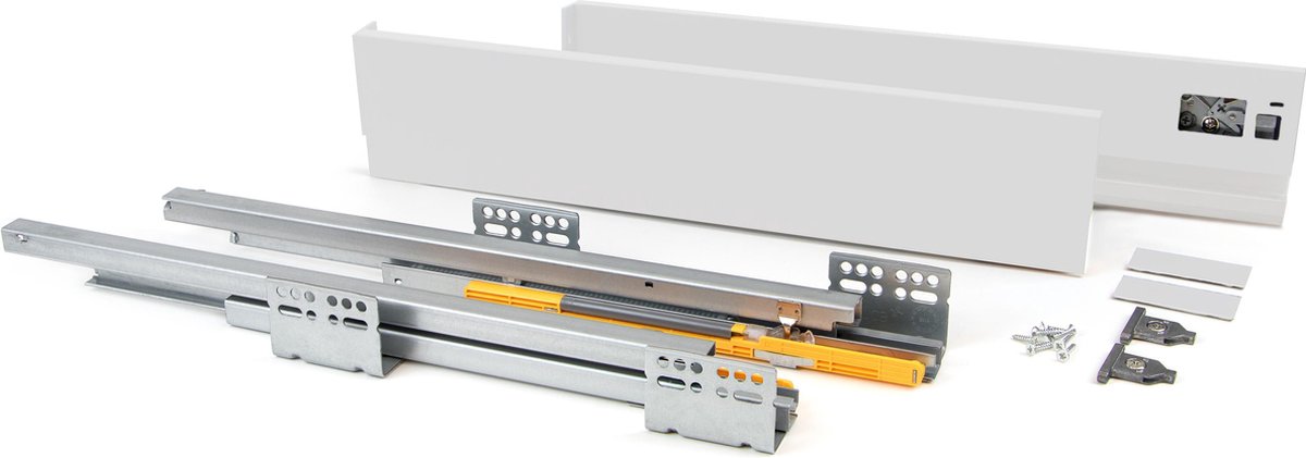 Emuca Lade kit Concept voor keukens, hoogte 138 mm, diepte 450 mm, zachte sluiting, Staal, Wit