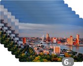 Placemat - Placemats kunststof - Rotterdam - Erasmus - Brug - Skyline - 45x30 cm - 6 stuks - Hittebestendig - Anti-Slip - Onderlegger - Afneembaar