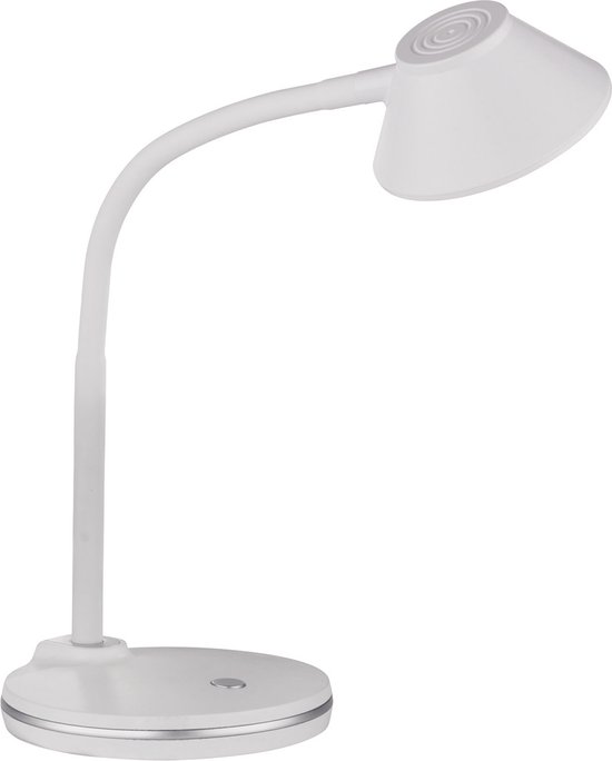 LED Bureaulamp - Torna Berony - 3W - Warm Wit 3000K - Rond - Flexibele Arm - Mat Wit - Kunststof