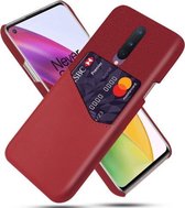 Voor OnePlus 8 Doek Textuur PC + PU lederen achterkant Schokbestendig hoesje met kaartsleuf (rood)