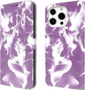 Cloud Fog Pattern Horizontal Flip Leather Case met houder & kaartsleuf & portemonnee voor iPhone 13 Pro Max (paars)