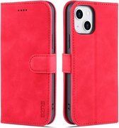 AZNS Skin Feel Calf Texture Horizontal Flip Leather Case met kaartsleuven & houder & portemonnee voor iPhone 13 (rood)