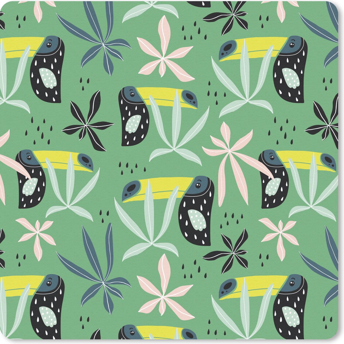 Muismat 20x20 cm - Mousepad Toekan - Planten - Groen - Muismatten