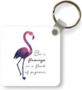 Sleutelhanger - Uitdeelcadeautjes - Flamingo - Vogel - Tekening - Quote - Plastic