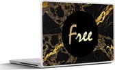 Laptop sticker - 10.1 inch - Quotes - Vrij - Goud - Marmer - 25x18cm - Laptopstickers - Laptop skin - Cover