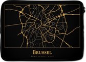 Housse ordinateur 13 pouces - Carte - Bruxelles - Or - Zwart - Housse ordinateur