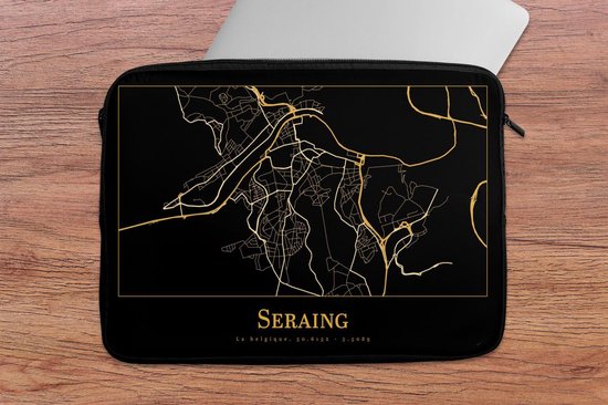 Housse ordinateur 13 pouces - Carte - Seraing - Or - Zwart - Housse ordinateur