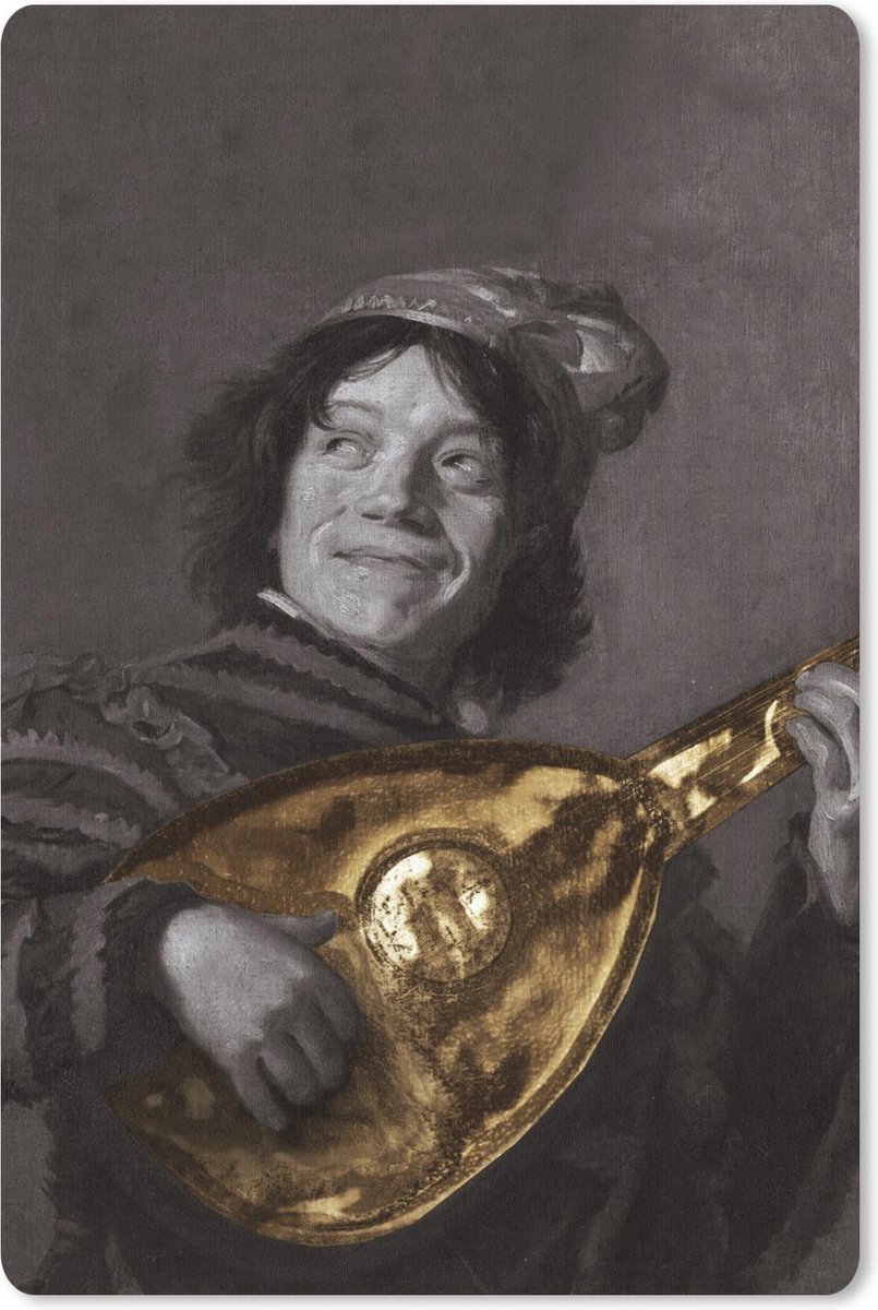 Muismat - Mousepad - De luitspeler - Frans Hals - Goud - Oude Meesters - 40x60 cm - Muismatten