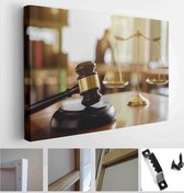 Judge gavel with justice lawyers holding team meeting in law office in background. Legal concepts - Modern Art Canvas - Horizontal - 1081695920 - 80*60 Horizontal